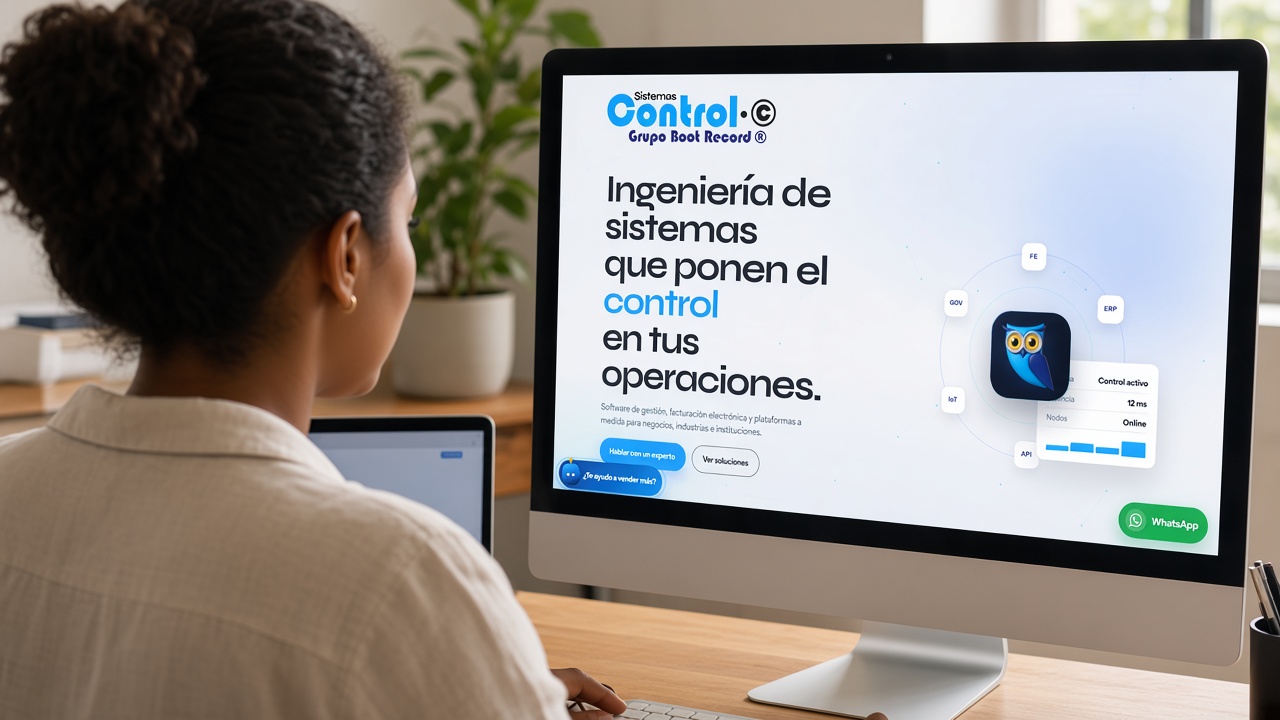 Diseñadora trabajando en el sitio de Sistemas Control